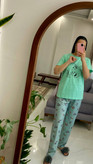 ست تیشرت و شلوار عروسکی زنانه نخ پنبه