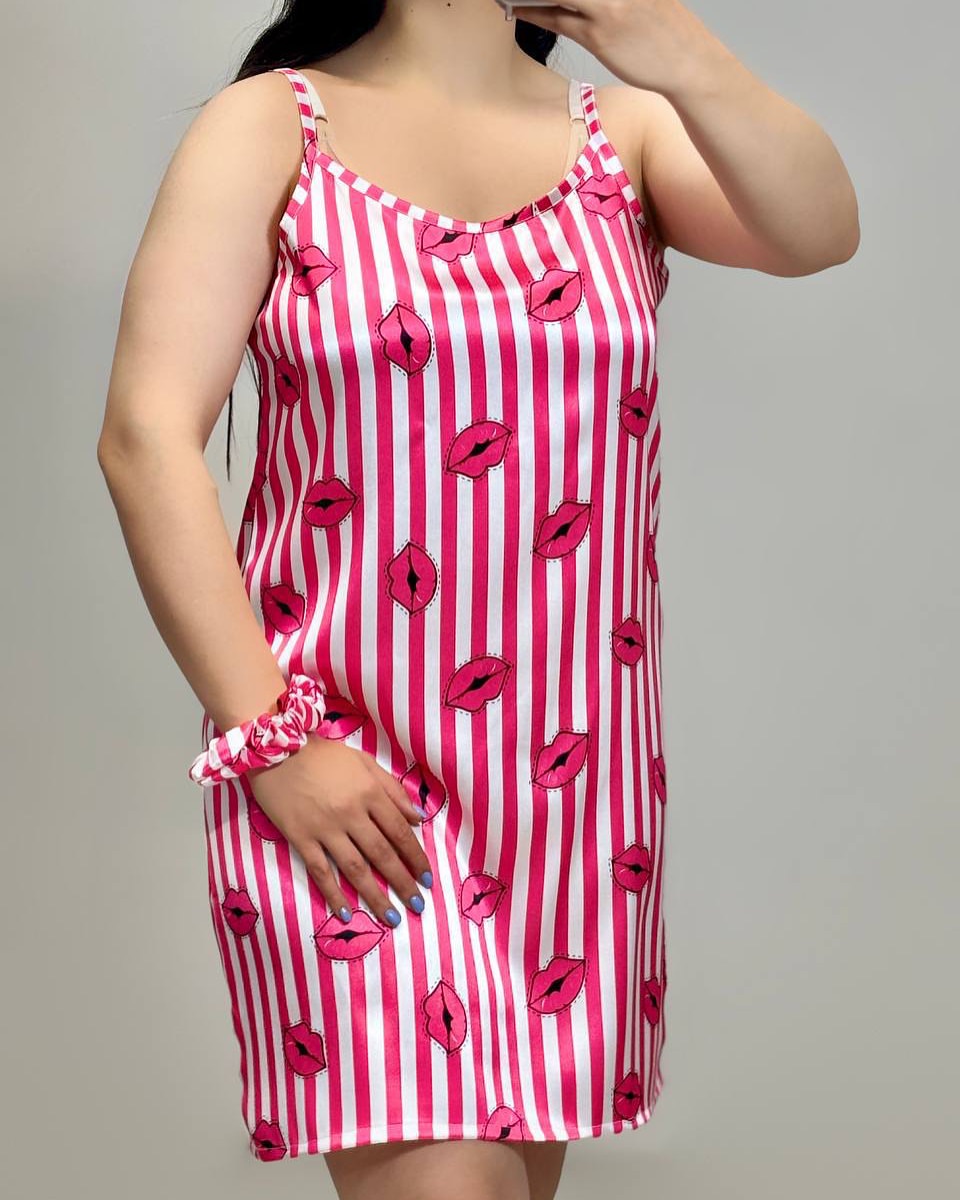 پیراهن ساتن ویکتوریا با اسکرانچی ست